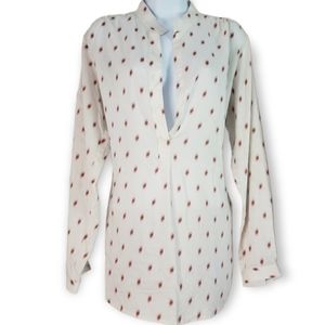 Karen Kane white & red deep V-neck blouse top Womens Small